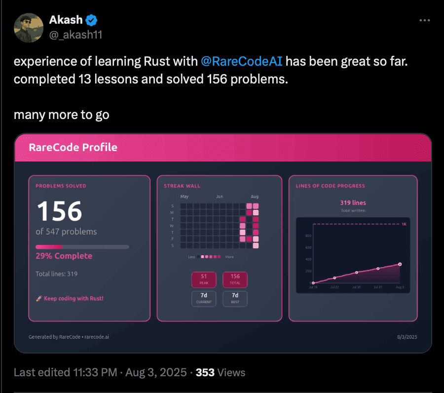 Akash RareCode review screenshot